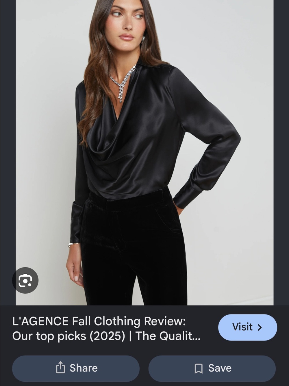 L'AGENCE Black Silk Draped Cowl Neck Blouse size XL